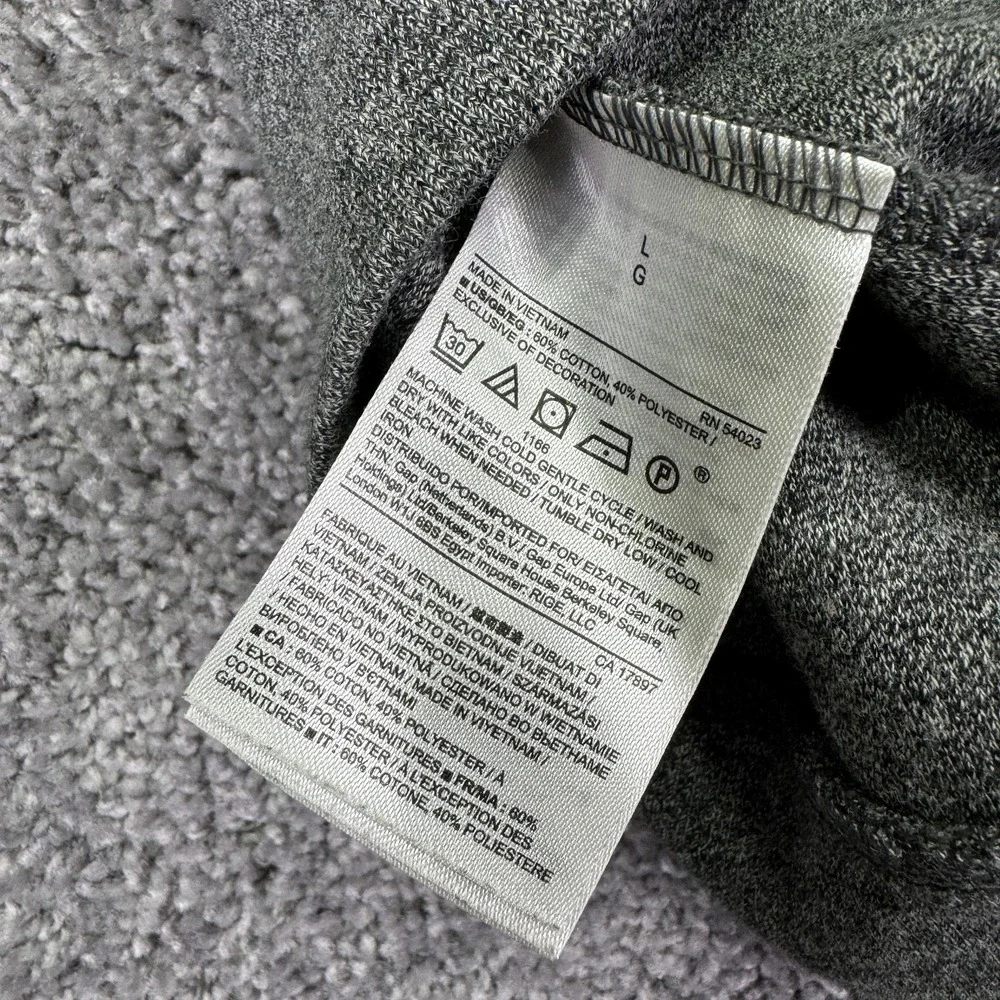 Banana Republic Sweatshirt Mens Large Gray Knit Henley Mock Neck Kangaroo Pocket